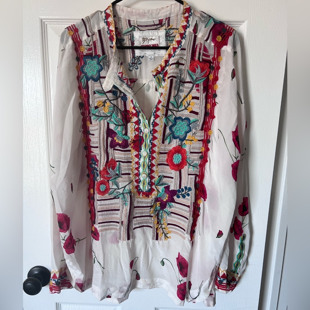 Johnny Was Bracciana Silk Blouse Size M
